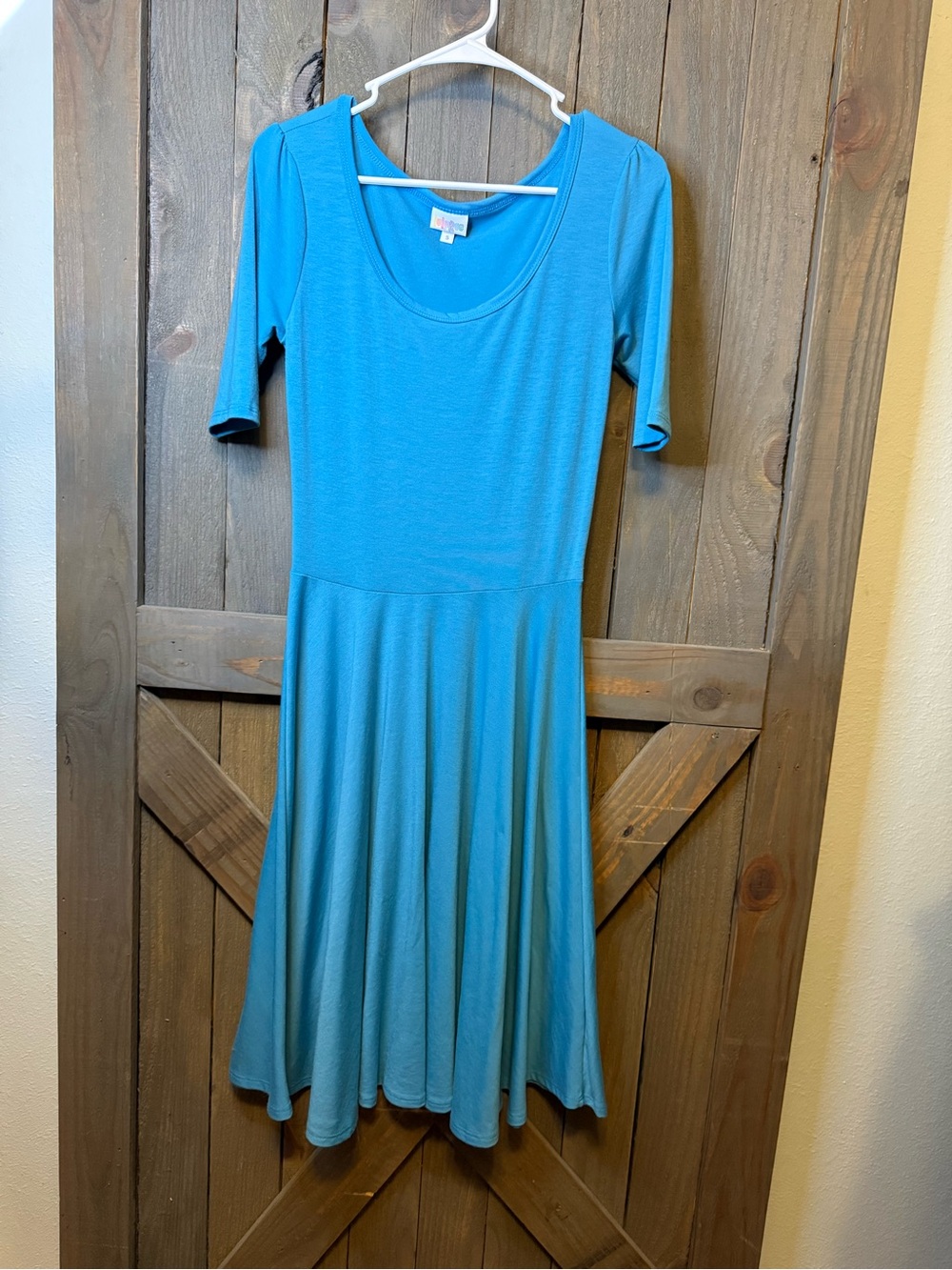 LuLaRoe Teal Scoop-Neck Midi Fit & Flare Dress